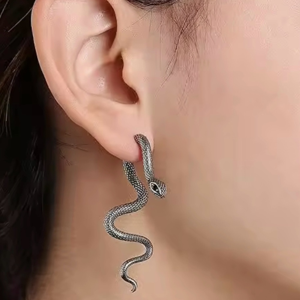 Chic Silver Snake Earrings